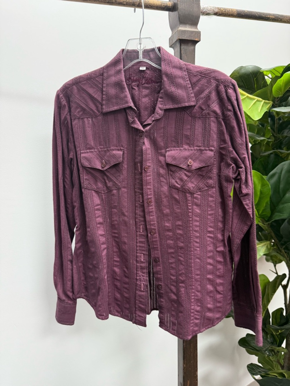 Sherry Cervi by Resistol Long Sleeve Button-Up Jacket Shirt - Plum